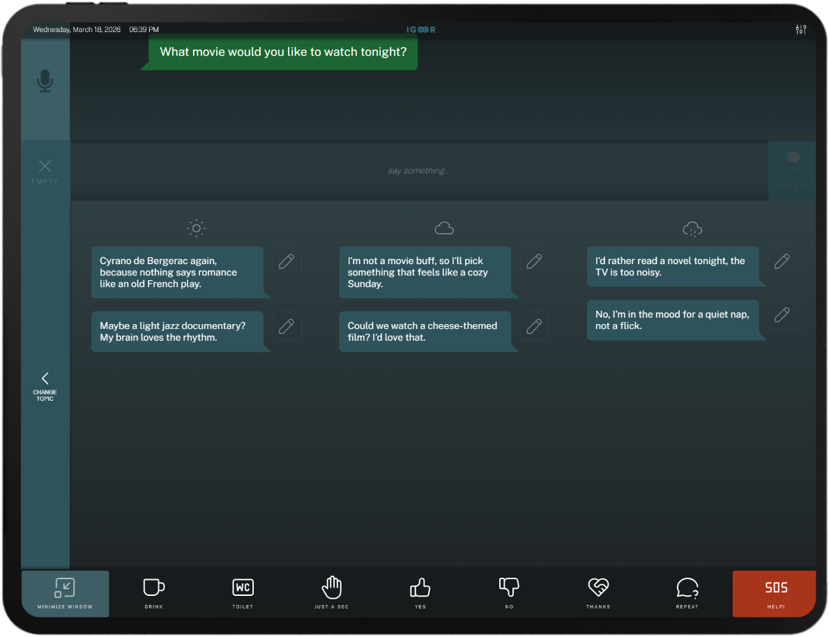 IGOOR application interface